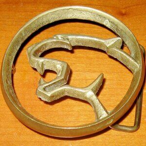 Vintage Panther Solid Brass Belt Buckle 4075  Marked Taiwan
